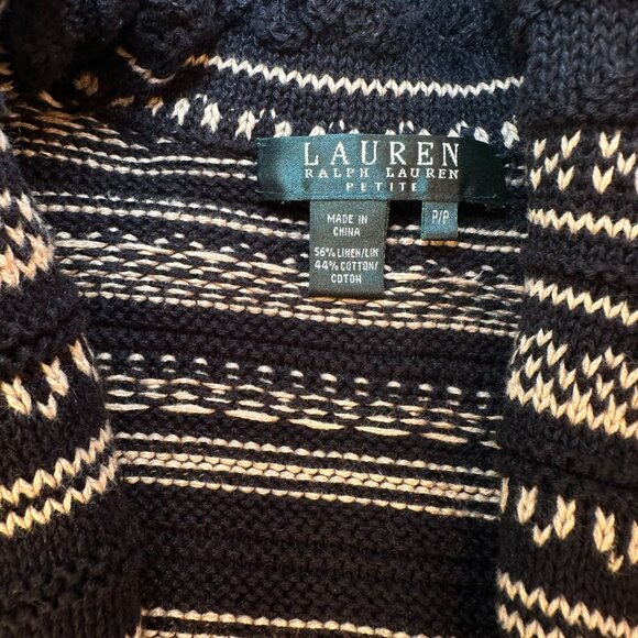 Lauren Ralph Lauren Petite Open Front Cardigan Sweater Linen Cotton Womens Knit - Picture 3 of 16